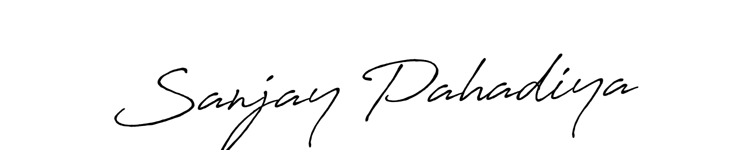 How to make Sanjay Pahadiya name signature. Use Antro_Vectra_Bolder style for creating short signs online. This is the latest handwritten sign. Sanjay Pahadiya signature style 7 images and pictures png