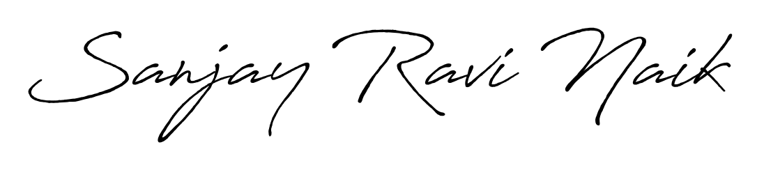Transform the name Sanjay Ravi Naik into a signature masterpiece using Antro_Vectra_Bolder font. Ideal for photographers, artists, and creators looking for watermarks. Sanjay Ravi Naik signature style 7 images and pictures png