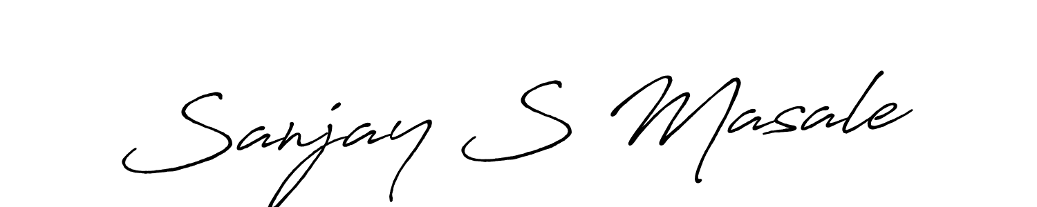 How to make Sanjay S Masale name signature. Use Antro_Vectra_Bolder style for creating short signs online. This is the latest handwritten sign. Sanjay S Masale signature style 7 images and pictures png