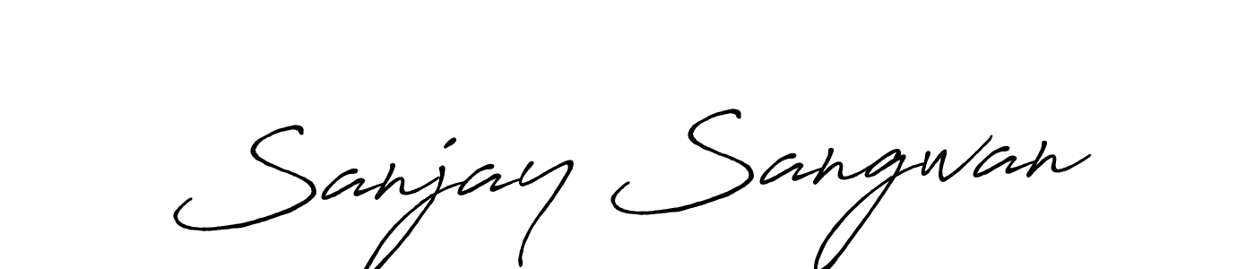 How to make Sanjay Sangwan name signature. Use Antro_Vectra_Bolder style for creating short signs online. This is the latest handwritten sign. Sanjay Sangwan signature style 7 images and pictures png
