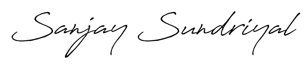 A modern signature idea for name Sanjay Sundriyal using Antro_Vectra_Bolder font. Clean strokes and elegant curves make it stand out instantly. Sanjay Sundriyal signature style 7 images and pictures png