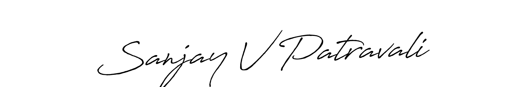 The best way (Antro_Vectra_Bolder) to make a short signature is to pick only two or three words in your name. The name Sanjay V Patravali include a total of six letters. For converting this name. Sanjay V Patravali signature style 7 images and pictures png