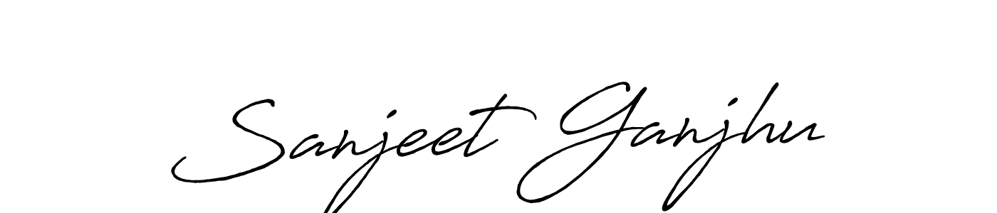 How to make Sanjeet Ganjhu name signature. Use Antro_Vectra_Bolder style for creating short signs online. This is the latest handwritten sign. Sanjeet Ganjhu signature style 7 images and pictures png