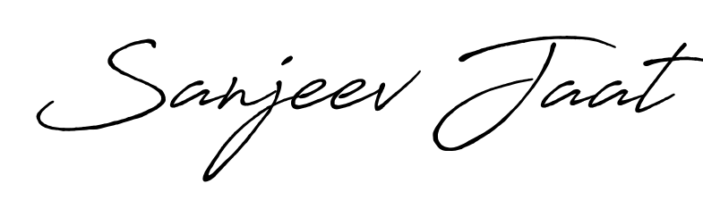 Explore multiple handwriting variations for Sanjeev Jaat including this stunning Antro_Vectra_Bolder design. Free to use across all platforms. Sanjeev Jaat signature style 7 images and pictures png