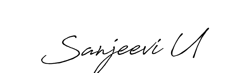 How to make Sanjeevi U name signature. Use Antro_Vectra_Bolder style for creating short signs online. This is the latest handwritten sign. Sanjeevi U signature style 7 images and pictures png