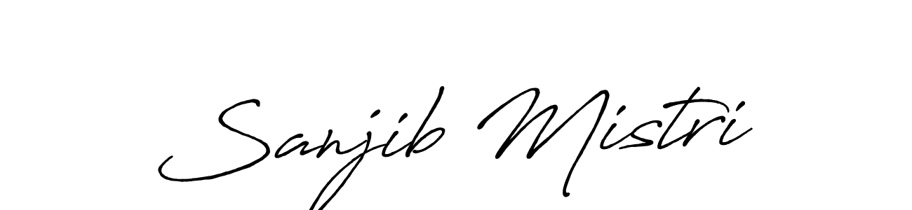 How to make Sanjib Mistri name signature. Use Antro_Vectra_Bolder style for creating short signs online. This is the latest handwritten sign. Sanjib Mistri signature style 7 images and pictures png