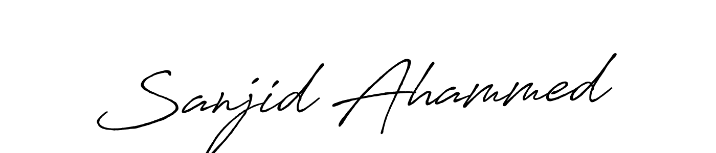 How to make Sanjid Ahammed name signature. Use Antro_Vectra_Bolder style for creating short signs online. This is the latest handwritten sign. Sanjid Ahammed signature style 7 images and pictures png