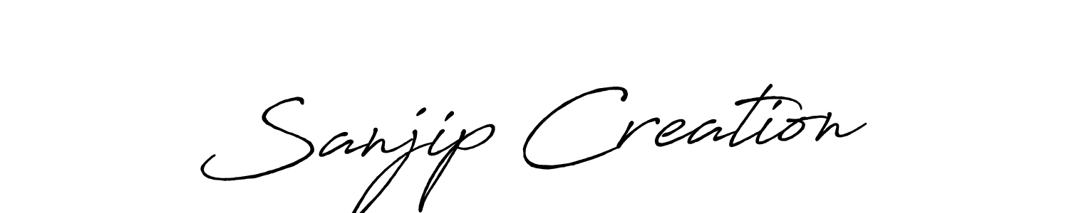 How to make Sanjip Creation name signature. Use Antro_Vectra_Bolder style for creating short signs online. This is the latest handwritten sign. Sanjip Creation signature style 7 images and pictures png
