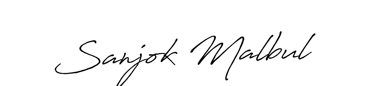How to make Sanjok Malbul name signature. Use Antro_Vectra_Bolder style for creating short signs online. This is the latest handwritten sign. Sanjok Malbul signature style 7 images and pictures png