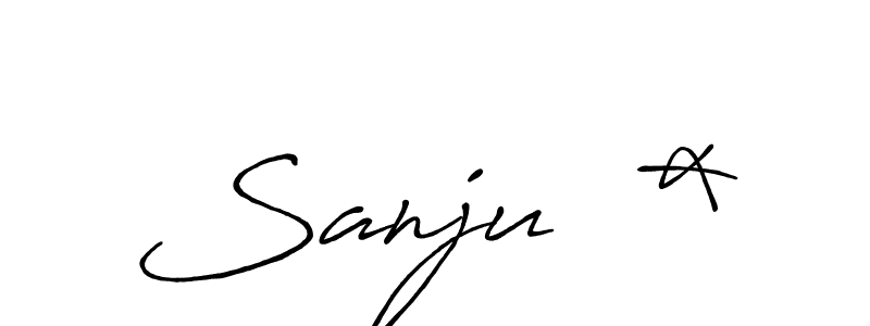 This is the best signature style for the Sanju  * name. Also you like these signature font (Antro_Vectra_Bolder). Mix name signature. Sanju  * signature style 7 images and pictures png