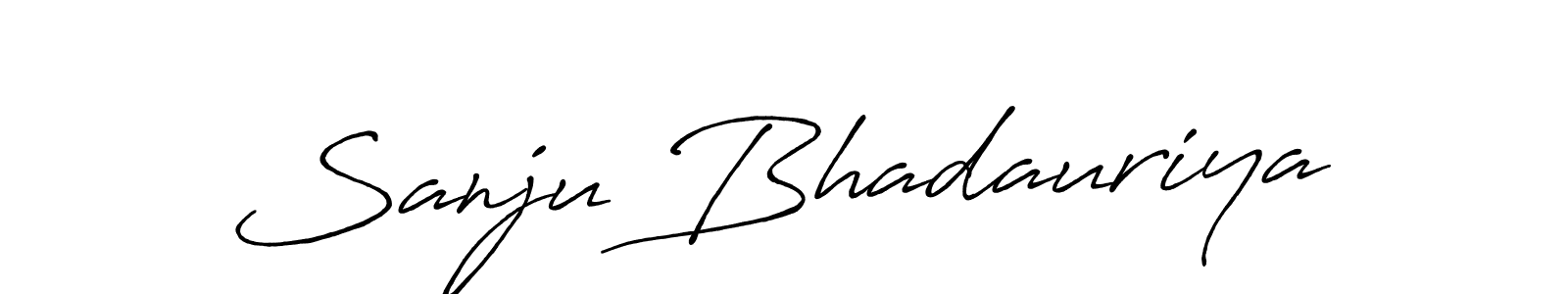 Make a beautiful signature design for name Sanju Bhadauriya. With this signature (Antro_Vectra_Bolder) style, you can create a handwritten signature for free. Sanju Bhadauriya signature style 7 images and pictures png