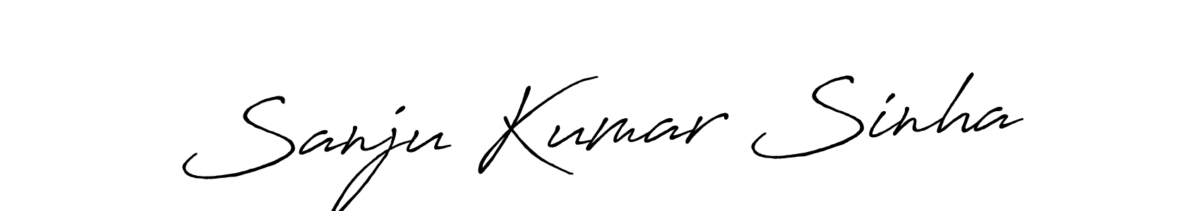How to make Sanju Kumar Sinha name signature. Use Antro_Vectra_Bolder style for creating short signs online. This is the latest handwritten sign. Sanju Kumar Sinha signature style 7 images and pictures png