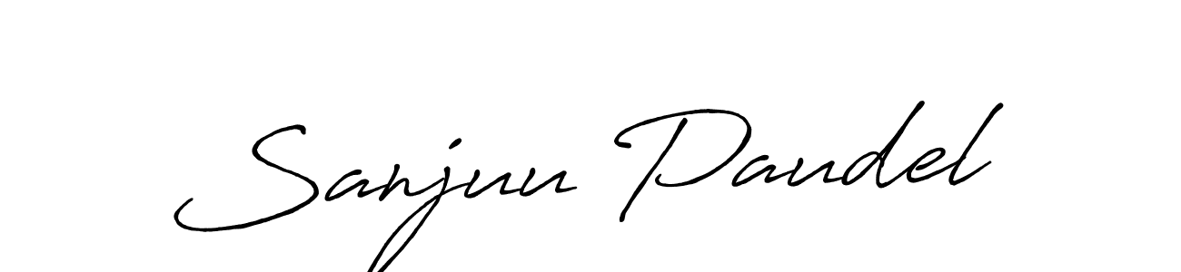 Use a signature maker to create a handwritten signature online. With this signature software, you can design (Antro_Vectra_Bolder) your own signature for name Sanjuu Paudel. Sanjuu Paudel signature style 7 images and pictures png