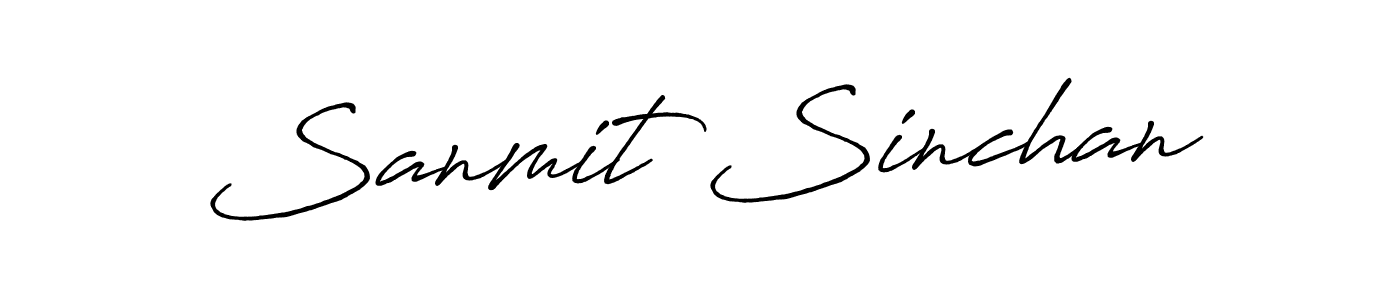 How to make Sanmit Sinchan name signature. Use Antro_Vectra_Bolder style for creating short signs online. This is the latest handwritten sign. Sanmit Sinchan signature style 7 images and pictures png