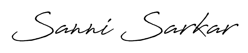 A sleek calligraphic signature for name Sanni Sarkar utilizing Antro_Vectra_Bolder styling. Great for adding personal signatures to photos and art. Sanni Sarkar signature style 7 images and pictures png