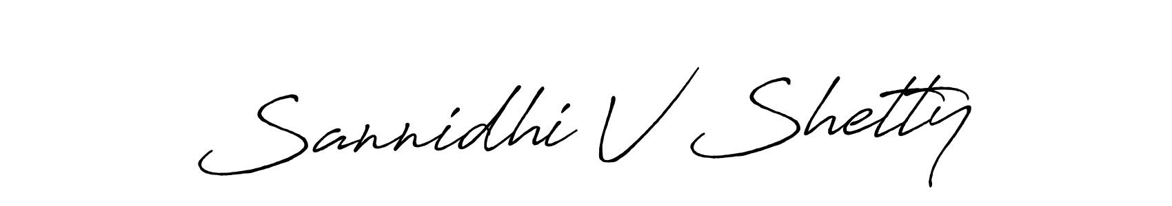 Create a beautiful signature design for name Sannidhi V Shetty. With this signature (Antro_Vectra_Bolder) fonts, you can make a handwritten signature for free. Sannidhi V Shetty signature style 7 images and pictures png