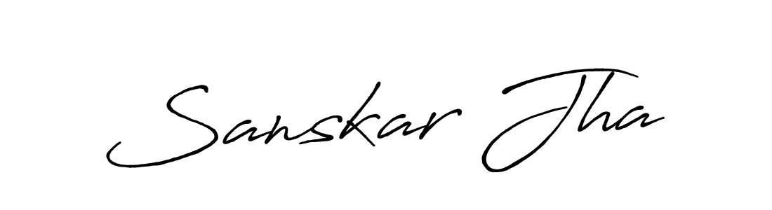 How to make Sanskar Jha name signature. Use Antro_Vectra_Bolder style for creating short signs online. This is the latest handwritten sign. Sanskar Jha signature style 7 images and pictures png