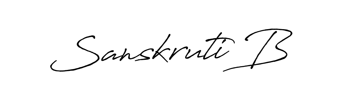 if you are searching for the best signature style for your name Sanskruti B. so please give up your signature search. here we have designed multiple signature styles  using Antro_Vectra_Bolder. Sanskruti B signature style 7 images and pictures png