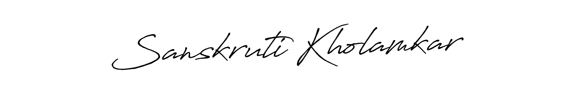 The best way (Antro_Vectra_Bolder) to make a short signature is to pick only two or three words in your name. The name Sanskruti Kholamkar include a total of six letters. For converting this name. Sanskruti Kholamkar signature style 7 images and pictures png