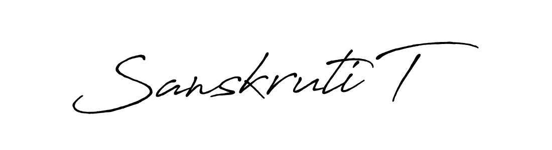 The best way (Antro_Vectra_Bolder) to make a short signature is to pick only two or three words in your name. The name Sanskruti T include a total of six letters. For converting this name. Sanskruti T signature style 7 images and pictures png
