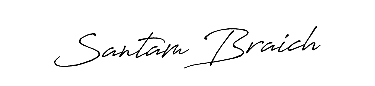 How to make Santam Braich name signature. Use Antro_Vectra_Bolder style for creating short signs online. This is the latest handwritten sign. Santam Braich signature style 7 images and pictures png