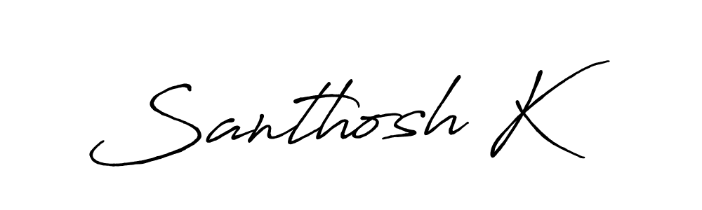 The best way (Antro_Vectra_Bolder) to make a short signature is to pick only two or three words in your name. The name Santhosh K include a total of six letters. For converting this name. Santhosh K signature style 7 images and pictures png