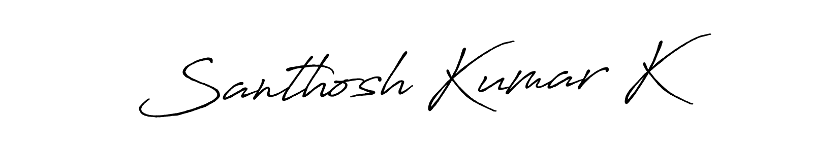 Create a beautiful signature design for name Santhosh Kumar K. With this signature (Antro_Vectra_Bolder) fonts, you can make a handwritten signature for free. Santhosh Kumar K signature style 7 images and pictures png