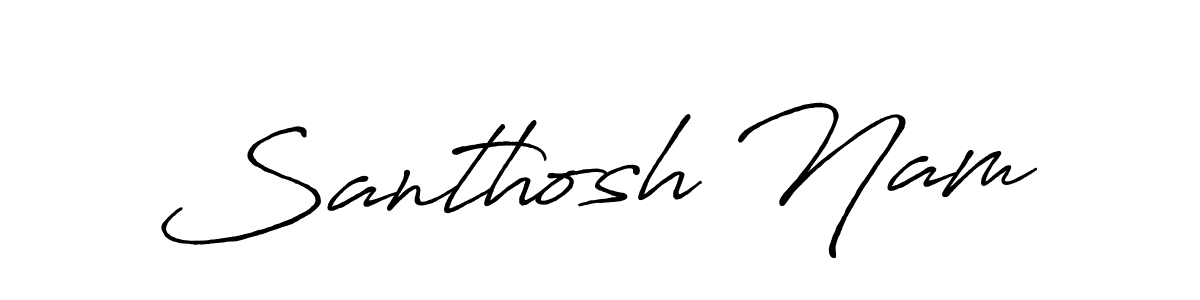 The best way (Antro_Vectra_Bolder) to make a short signature is to pick only two or three words in your name. The name Santhosh Nam include a total of six letters. For converting this name. Santhosh Nam signature style 7 images and pictures png