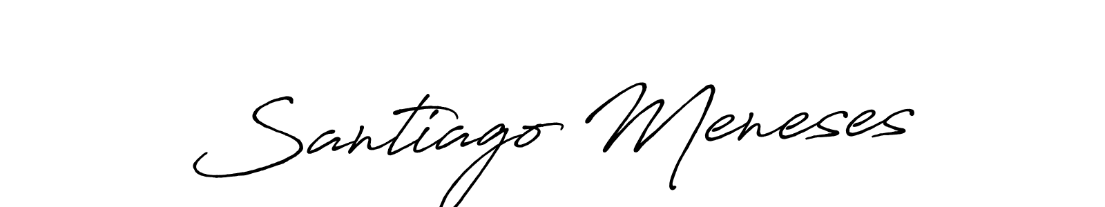 Santiago Meneses stylish signature style. Best Handwritten Sign (Antro_Vectra_Bolder) for my name. Handwritten Signature Collection Ideas for my name Santiago Meneses. Santiago Meneses signature style 7 images and pictures png