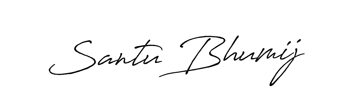 The best way (Antro_Vectra_Bolder) to make a short signature is to pick only two or three words in your name. The name Santu Bhumij include a total of six letters. For converting this name. Santu Bhumij signature style 7 images and pictures png