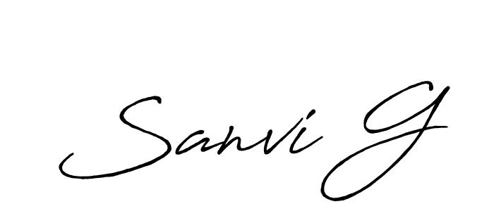 The best way (Antro_Vectra_Bolder) to make a short signature is to pick only two or three words in your name. The name Sanvi G include a total of six letters. For converting this name. Sanvi G signature style 7 images and pictures png
