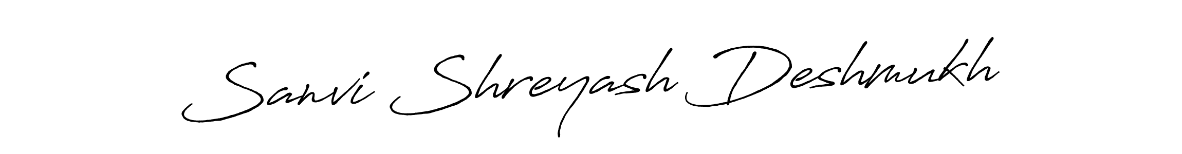 Create a beautiful signature design for name Sanvi Shreyash Deshmukh. With this signature (Antro_Vectra_Bolder) fonts, you can make a handwritten signature for free. Sanvi Shreyash Deshmukh signature style 7 images and pictures png