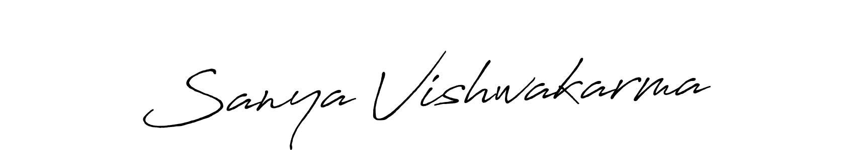 Create a beautiful signature design for name Sanya Vishwakarma. With this signature (Antro_Vectra_Bolder) fonts, you can make a handwritten signature for free. Sanya Vishwakarma signature style 7 images and pictures png