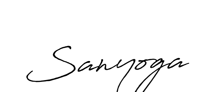 How to make Sanyoga name signature. Use Antro_Vectra_Bolder style for creating short signs online. This is the latest handwritten sign. Sanyoga signature style 7 images and pictures png