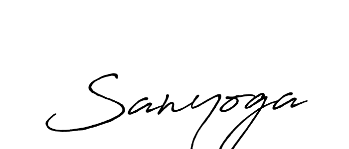 How to make Sanyoga name signature. Use Antro_Vectra_Bolder style for creating short signs online. This is the latest handwritten sign. Sanyoga signature style 7 images and pictures png