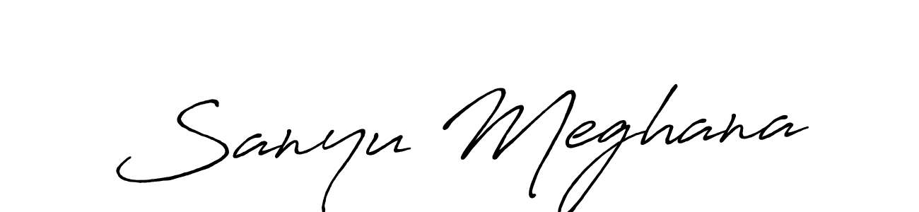 Also You can easily find your signature by using the search form. We will create Sanyu Meghana name handwritten signature images for you free of cost using Antro_Vectra_Bolder sign style. Sanyu Meghana signature style 7 images and pictures png