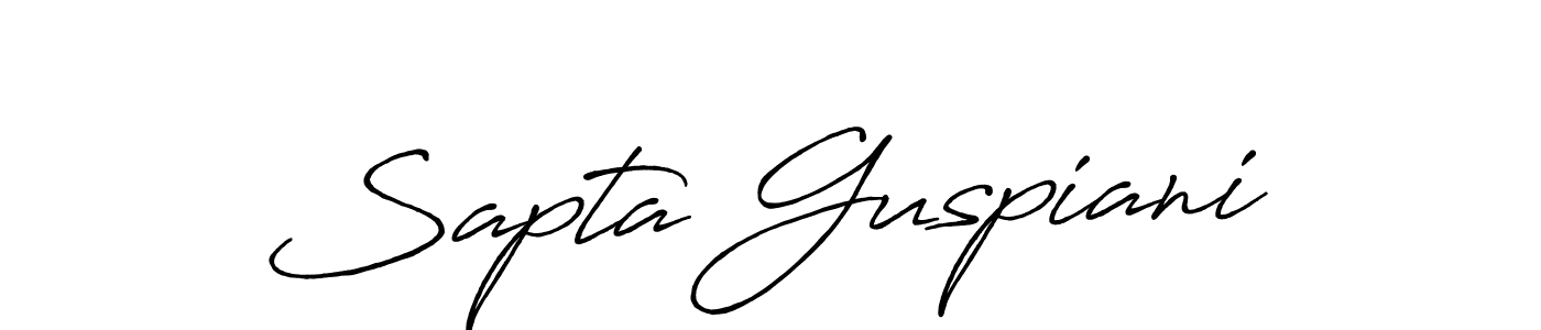 You should practise on your own different ways (Antro_Vectra_Bolder) to write your name (Sapta Guspiani) in signature. don't let someone else do it for you. Sapta Guspiani signature style 7 images and pictures png