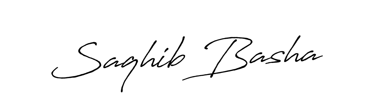 Use a signature maker to create a handwritten signature online. With this signature software, you can design (Antro_Vectra_Bolder) your own signature for name Saqhib Basha. Saqhib Basha signature style 7 images and pictures png
