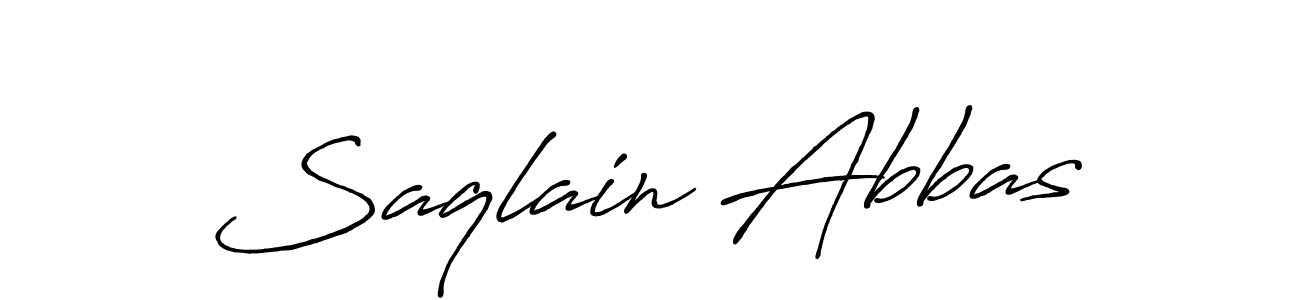 Make a beautiful signature design for name Saqlain Abbas. With this signature (Antro_Vectra_Bolder) style, you can create a handwritten signature for free. Saqlain Abbas signature style 7 images and pictures png