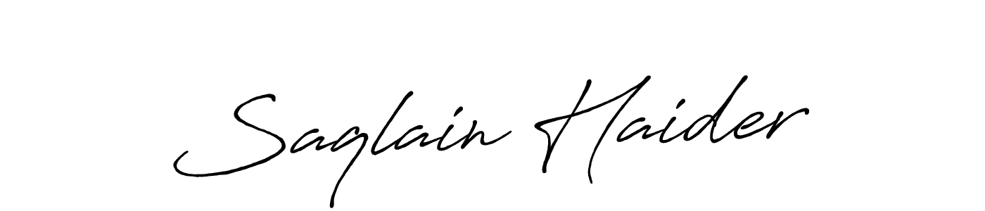 Design your own signature with our free online signature maker. With this signature software, you can create a handwritten (Antro_Vectra_Bolder) signature for name Saqlain Haider. Saqlain Haider signature style 7 images and pictures png