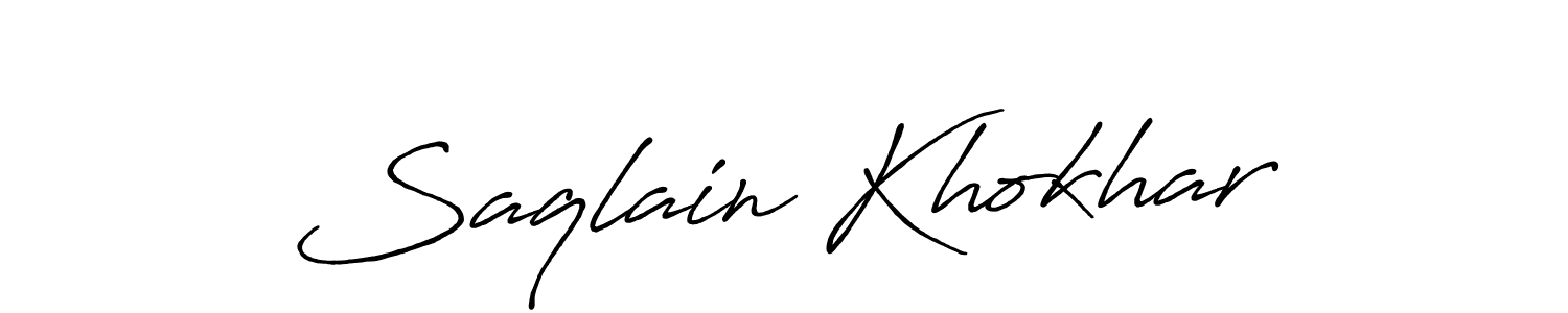 Also we have Saqlain Khokhar name is the best signature style. Create professional handwritten signature collection using Antro_Vectra_Bolder autograph style. Saqlain Khokhar signature style 7 images and pictures png