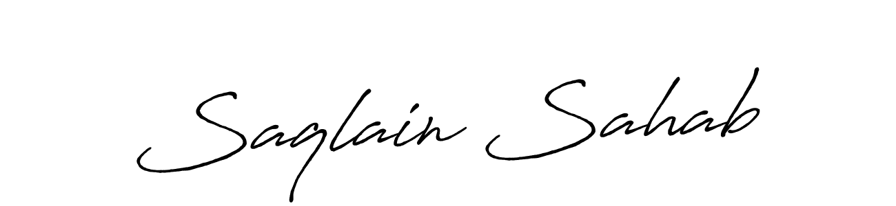 Use a signature maker to create a handwritten signature online. With this signature software, you can design (Antro_Vectra_Bolder) your own signature for name Saqlain Sahab. Saqlain Sahab signature style 7 images and pictures png
