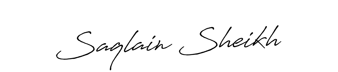 Create a beautiful signature design for name Saqlain Sheikh. With this signature (Antro_Vectra_Bolder) fonts, you can make a handwritten signature for free. Saqlain Sheikh signature style 7 images and pictures png