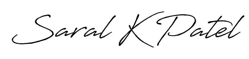 A stylish, flowing autograph style designed for name Saral K Patel using Antro_Vectra_Bolder typography. Perfect for digital creative projects. Saral K Patel signature style 7 images and pictures png