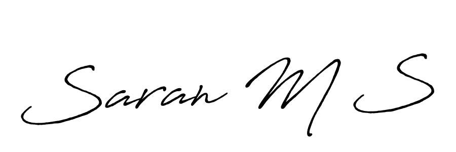 Make a beautiful signature design for name Saran M S. With this signature (Antro_Vectra_Bolder) style, you can create a handwritten signature for free. Saran M S signature style 7 images and pictures png