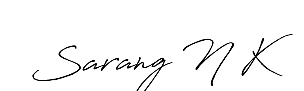 It looks lik you need a new signature style for name Sarang N K. Design unique handwritten (Antro_Vectra_Bolder) signature with our free signature maker in just a few clicks. Sarang N K signature style 7 images and pictures png