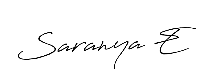 The best way (Antro_Vectra_Bolder) to make a short signature is to pick only two or three words in your name. The name Saranya E include a total of six letters. For converting this name. Saranya E signature style 7 images and pictures png