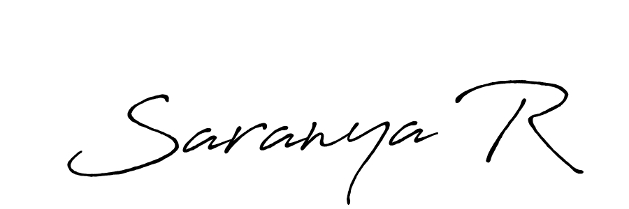 The best way (Antro_Vectra_Bolder) to make a short signature is to pick only two or three words in your name. The name Saranya R include a total of six letters. For converting this name. Saranya R signature style 7 images and pictures png