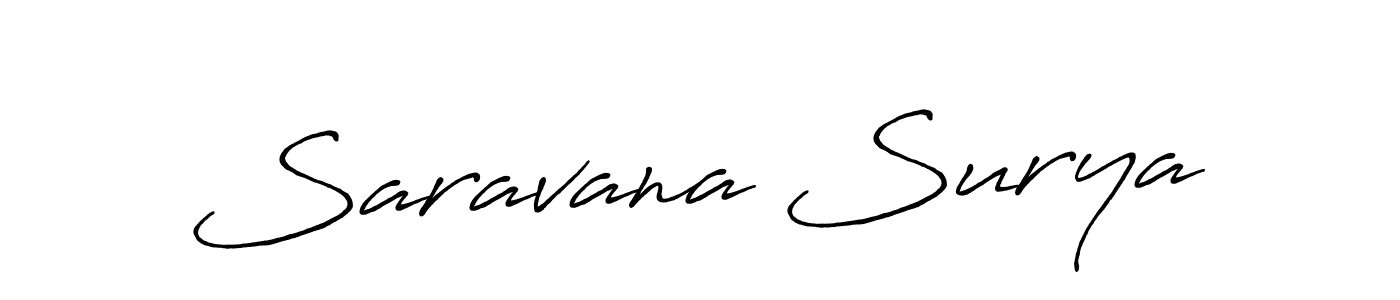 How to make Saravana Surya name signature. Use Antro_Vectra_Bolder style for creating short signs online. This is the latest handwritten sign. Saravana Surya signature style 7 images and pictures png