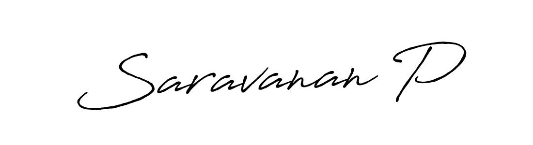 How to make Saravanan P name signature. Use Antro_Vectra_Bolder style for creating short signs online. This is the latest handwritten sign. Saravanan P signature style 7 images and pictures png